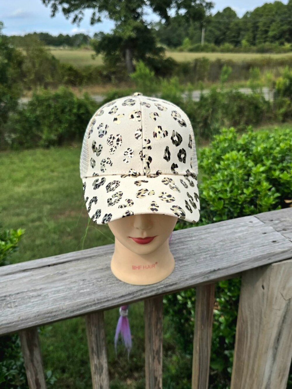 Ladies Khaki & Gold Leopard Print Trucker Hat new no tags